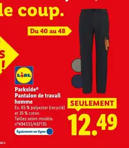 Lidl PARKSIDE Pantalon de travail homme offre