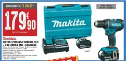 Brico Cash MAKITA Coffret perceuse visseuse 18 v + 2 batteries 3ah + chargeur offre
