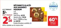 Auchan MAGNUM Bâtonnets glacés aux amandes offre