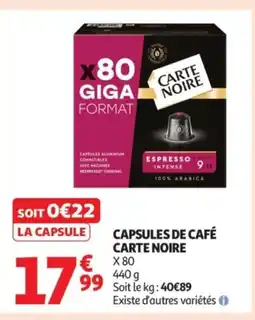 Auchan CARTE NOIRE Capsules de café offre