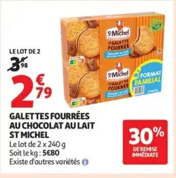 Auchan ST MICHEL Galettes fourrées au chocolat au lait offre