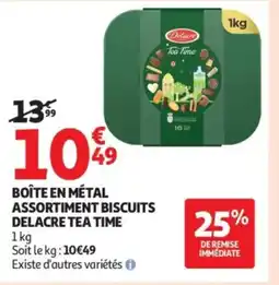 Auchan Boîte en métal assortiment biscuits delacre tea time offre