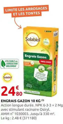 Rural Master Solabiol engrais gazon offre