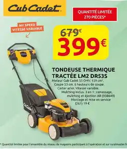 Rural Master Cub cadet tondeuse thermique tractée lm2 dr53s offre