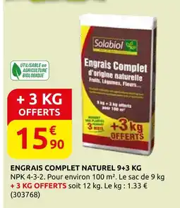 Rural Master Solabiol engrais complet naturel 9+3 kg offre