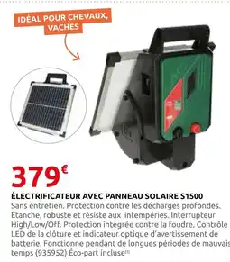 Rural Master Électrificateur avec panneau solaire s1500 offre