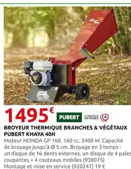 Rural Master Pubert broyeur thermique branches & végétaux pubert khaya 40h offre