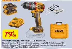 Rural Master Ingco coffret perceuse à percussion à batterie 20 v offre
