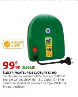 Rural Master Électrificateur de clôture k1500 offre