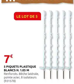 Rural Master 5 piquets plastique blancs h. 1.05 m offre