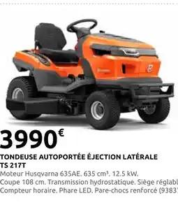 Rural Master Husqvarna tondeuse autoportée éjection latérale ts 217t offre