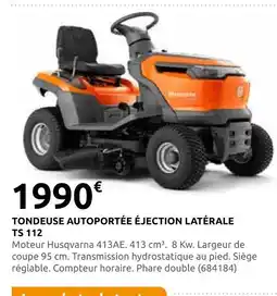 Rural Master Husqvarna tondeuse autoportée éjection latérale ts 112 offre