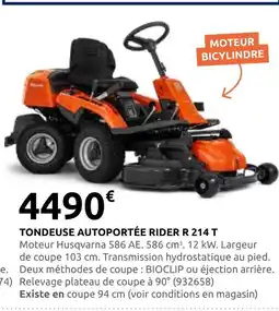 Rural Master Husqvarna tondeuse autoportée rider r 214 t offre