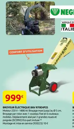 Rural Master Negri broyeur électrique b&v r70ehp25 offre