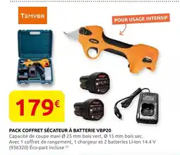 Rural Master Temver pack coffret sécateur à batterie vbp20 offre