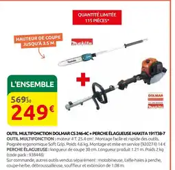 Rural Master Dolmar / makita outil multifonction cs 246-4c + perche élagueuse 191t38-7 offre