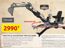 Rural Master Temver mini-pelle autonome tmp15q-360be offre