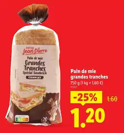 Lidl Maître jean pierre pain de mie grandes tranches offre
