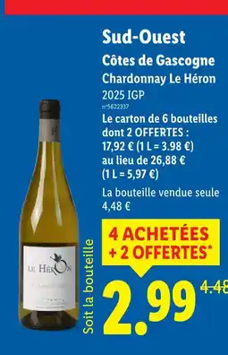 Lidl Le héron chardonnay côtes de gascogne offre