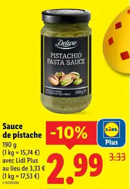 Lidl Deluxe pistachio pasta sauce offre