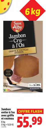 Lidl Saint alby jambon entier à l'os avec griffe et couteau offre