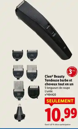 Lidl Cien beauty tondeuse barbe et cheveux tout en un offre