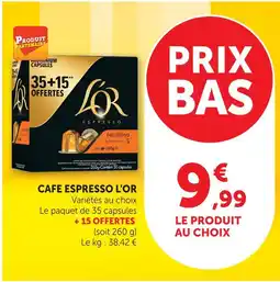 Super U L'or cafe espresso offre