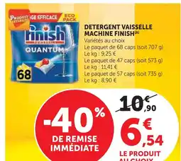 Super U Finish detergent vaisselle machine offre