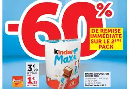 Super U Kinder maxi barres chocolatées offre