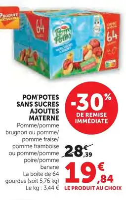 Super U Materne pom'potes sans sucres ajoutés offre