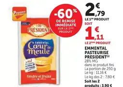 Super U Président emmental pasteurisé offre