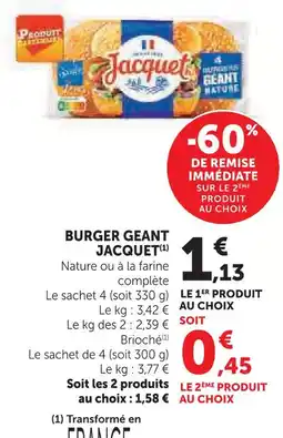 Super U Jacquet burger géant offre