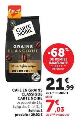 Super U Carte noire café en grains classique offre