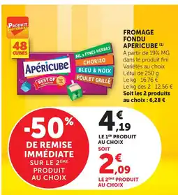 Super U Apéricube fromage fondu offre