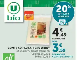 Super U U bio comté aop au lait cru offre