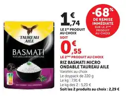 Super U Taureau ailé riz basmati micro ondable offre