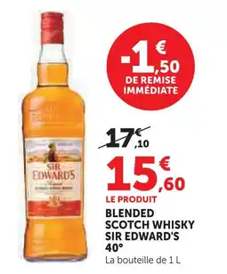 Super U Sir edward's blended scotch whisky 40° offre