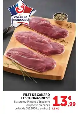 Super U Les thomasines filet de canard nature offre