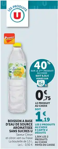 Super U U boisson à base d'eau de source aromatisée sans sucres offre