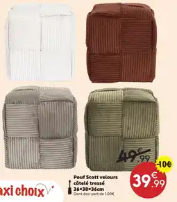 Maxi Bazar Pouf scott velours côtelé tressé offre