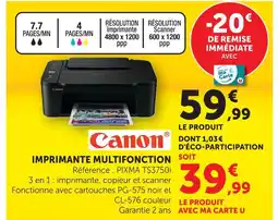 Super U Canon imprimante multifonction pixma ts3750i offre