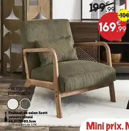 Maxi Bazar Fauteuil de salon scott velours côtelé offre