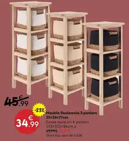 Maxi Bazar Meuble paulownia 3 paniers offre