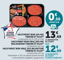 U Express Hach'ment bon 15% mg tendre et plus offre