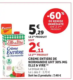 U Express Elle & vire crème entière de normandie uht 30% mg offre