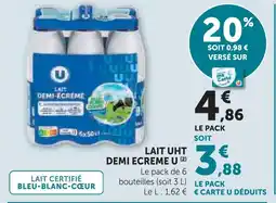 U Express U lait uht demi écrémé offre