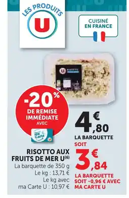 U Express U risotto aux fruits de mer offre