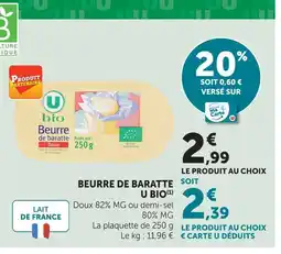 U Express U bio beurre de baratte offre