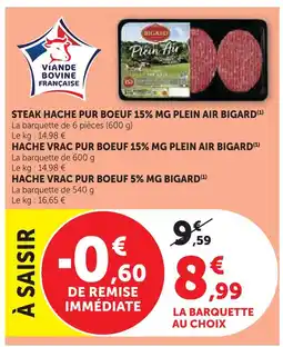U Express Bigard steak haché pur boeuf 15% mg plein air offre