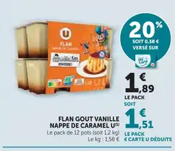 U Express U flan goût vanille nappé de caramel offre